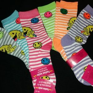 6 PAIR OF EMOJI SOCKS Striped Colored Comfortable